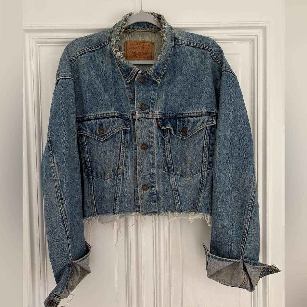 Vintage Levi's Blue Denim Jacket with Frayed Details